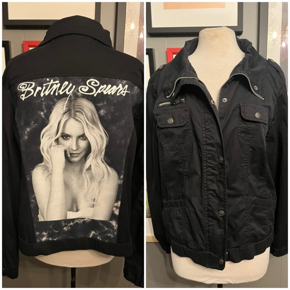 Britney Spears Up-Cycled Women's Black Utility Jacket Size XL - Picture 4 of 8